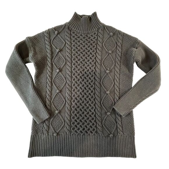 J. Crew Preppy Mock Neck Cable KNit Fisherman Sweater, XXS - Picture 5 of 9